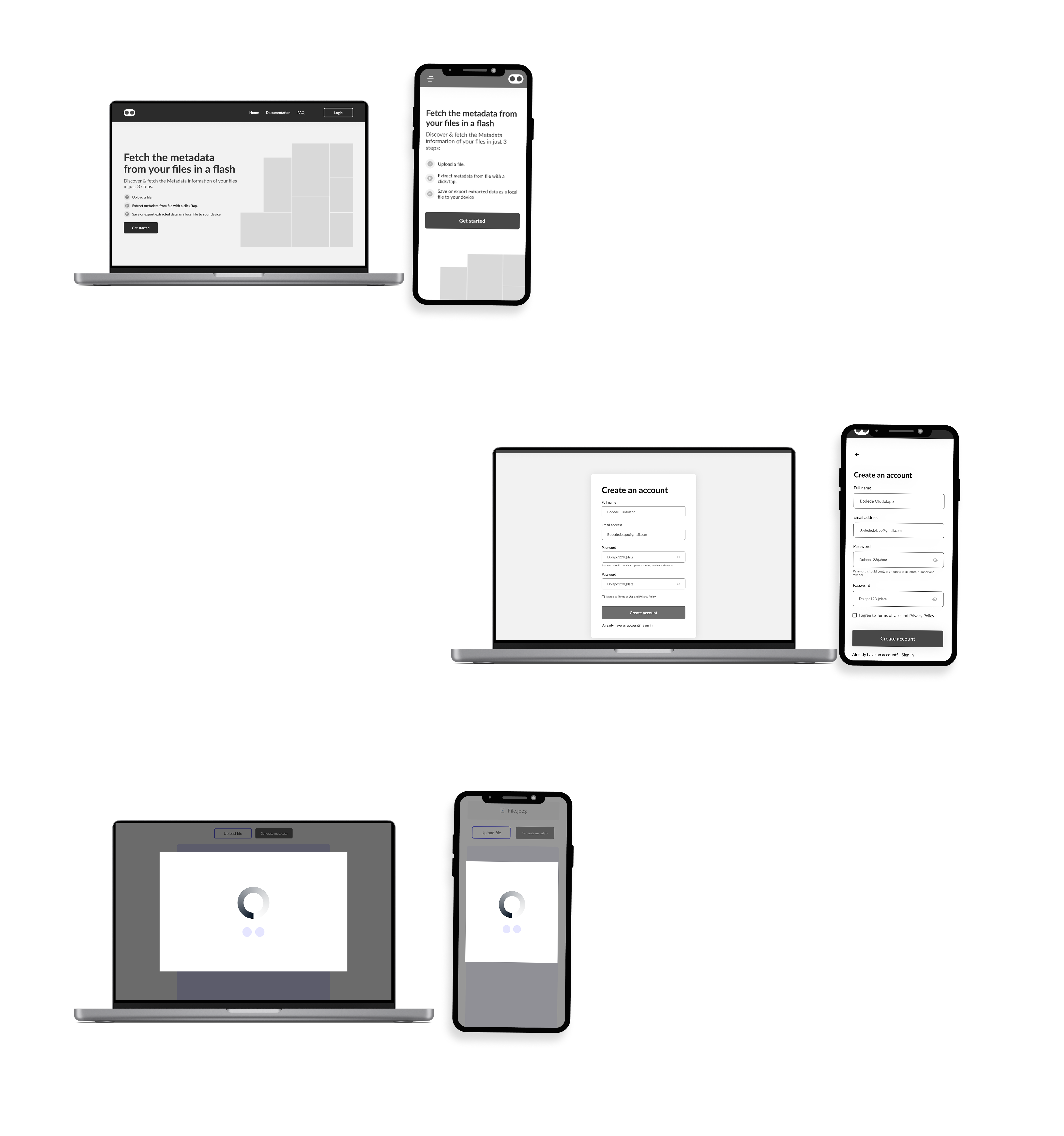 Metadata Low-Fidelity Wireframes